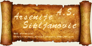 Arsenije Sipljanović vizit kartica